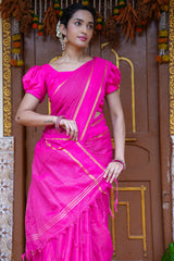 PinkFizz Checks Khadi Saree