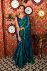 Aurora Emerald Handloom Zari Saree