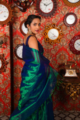 Aurora Emerald Handloom Zari Saree