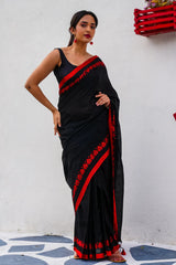 Dark Romance Black Khadi Saree