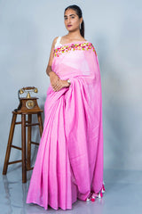 Floral Crush Embroidery Mul Cotton Saree