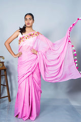 Floral Crush Embroidery Mul Cotton Saree