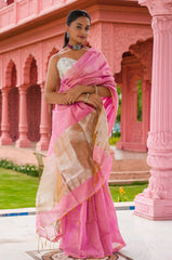 Glowlinen Linen Zari Saree