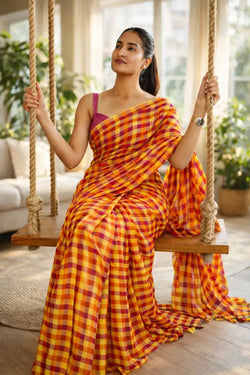 Hot Sauce Checkbox Mul Cotton Saree