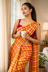 Hot Sauce Checkbox Mul Cotton Saree