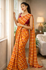 Hot Sauce Checkbox Mul Cotton Saree