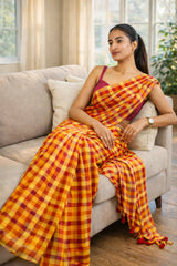 Hot Sauce Checkbox Mul Cotton Saree