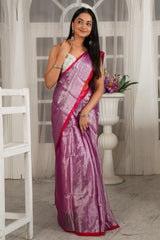 Lilac Glow Handloom Zari Saree