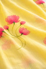 Line Wine Hand Painted Mul Cotton Saree