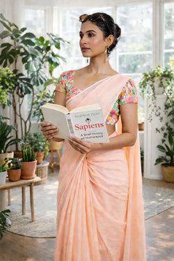 Peach Fuzz Mul Cotton Saree