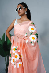 Petal Perade Hand Painted Mul Cotton Saree