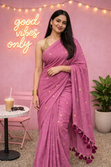 Rose Pop Mul Cotton Saree