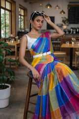 Tropic Edit Linen Saree
